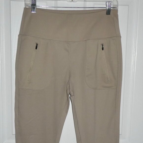NICE PAIR OF KHAKI TAN SOYBU LEGGINGS IN A JUNIOR SIZE LARGE - ZIPPERED POCKETS - Picture 1 of 3